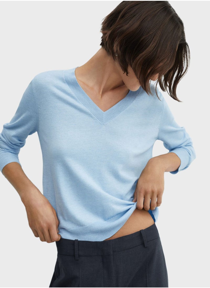 MANGO - V-Neck Knitted Sweaters - Image 1