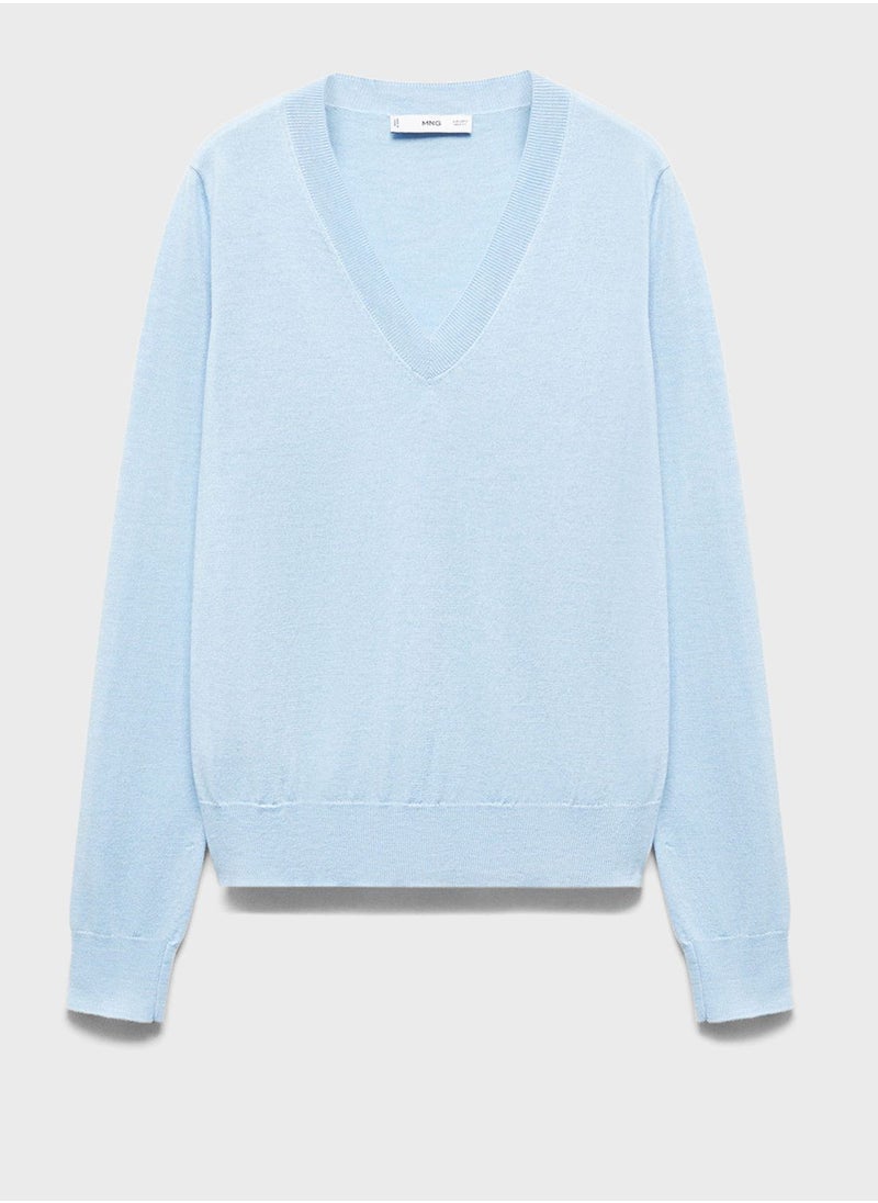 MANGO - V-Neck Knitted Sweaters - Image 1