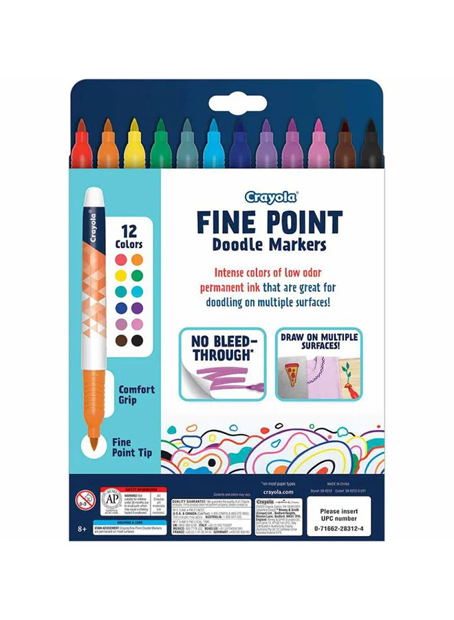 Crayola 12 Ct Fine Point Doodle Markers