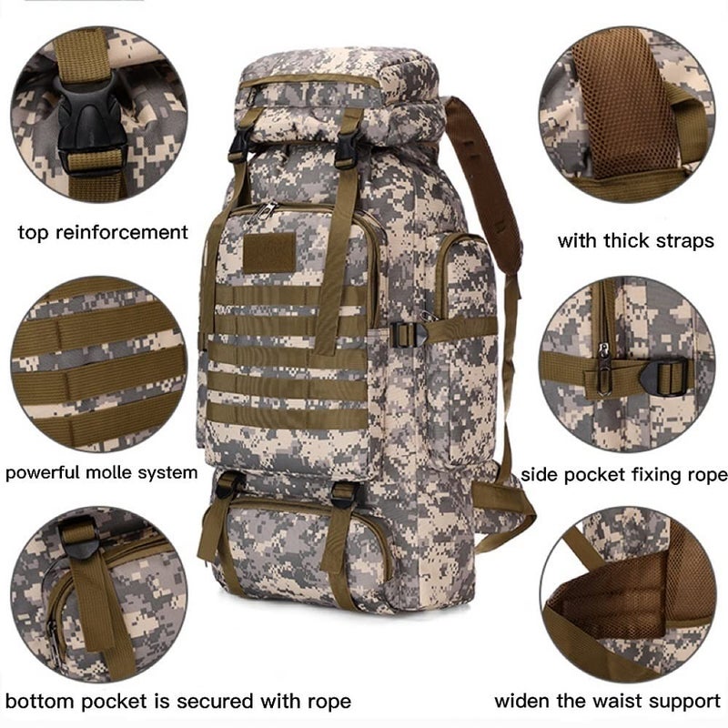 Waterproof Camping Hiking Backpack 70L 100L Molle Rucksack for Men Large Daypack for Travelling - Image 2