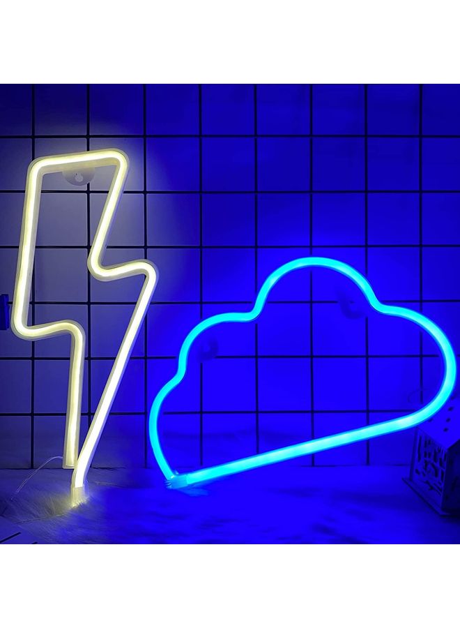 2-Piece Neon Signs Lights Set Blue/Yellow - Image 2