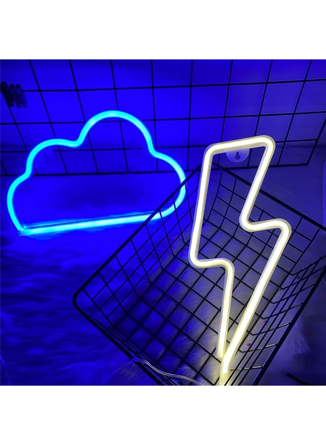 2-Piece Neon Signs Lights Set Blue/Yellow - Image 3