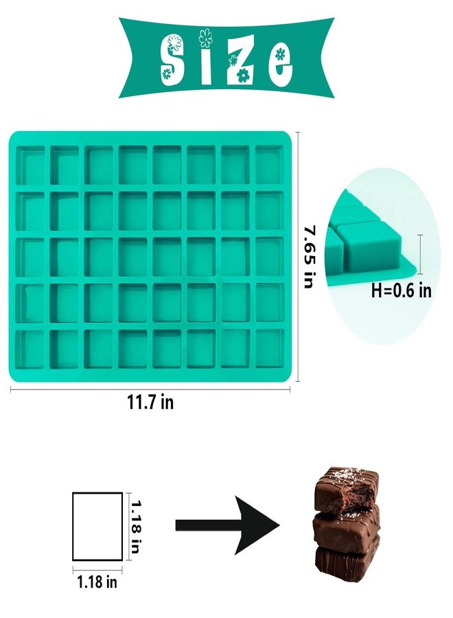 Sakolla Square Chocolate Mold, 40 Cavities Silicone Cube Mold for Chocolate, Candy, Caramel, Ice Cubes, Ganache, Gummy - Image 2