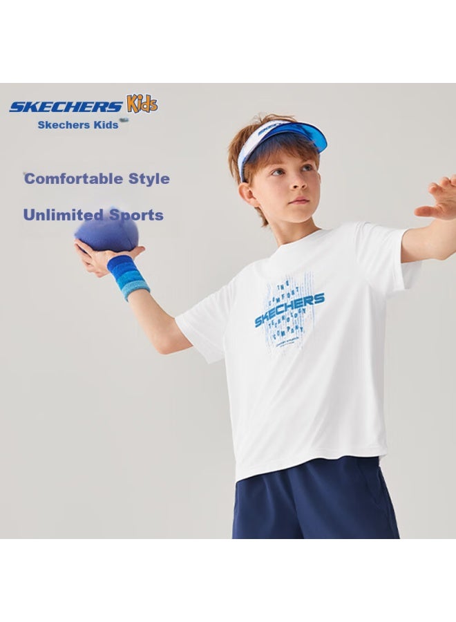 Skechers Quick-dry Kids Summer Breathable Short-sleeve T-shirt Comfortable Sports Top P225k085 - Image 3