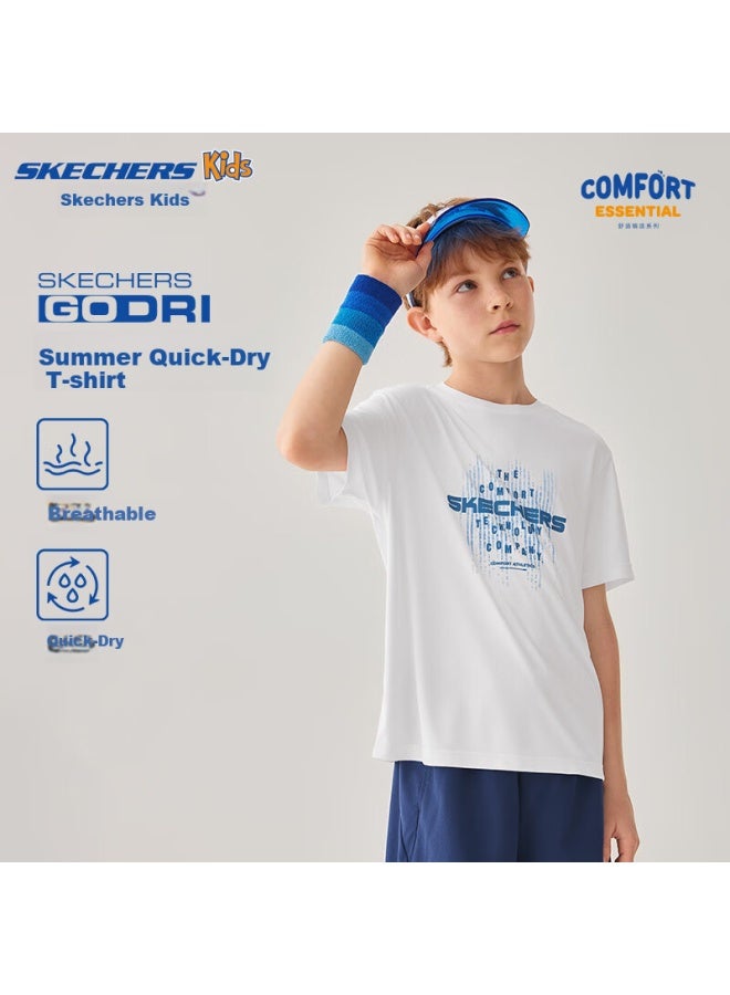 Skechers Quick-dry Kids Summer Breathable Short-sleeve T-shirt Comfortable Sports Top P225k085 - Image 1