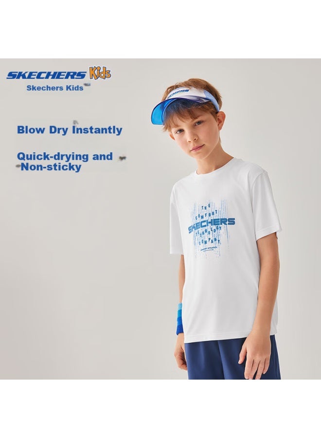 Skechers Quick-dry Kids Summer Breathable Short-sleeve T-shirt Comfortable Sports Top P225k085 - Image 2