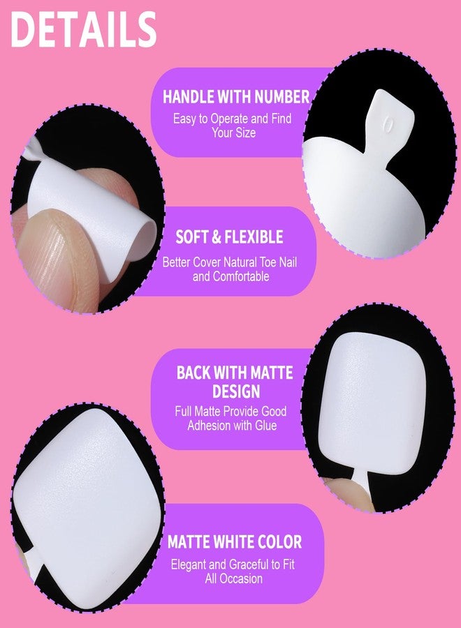 Teenitor White Press on Toenails for Women, 240pcs 15 Sizes of Toe Nail Press ons Fake Toe Nails Tips with Nail Glue, White Toe Press on Nails Square, Toe Nails Press on False Toenails - Image 3