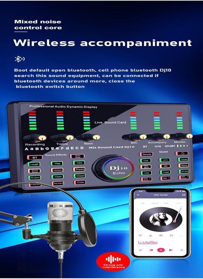 Generic - Wireless Karaoke Microphone Professional Condenser Sound Card Set - Image 1