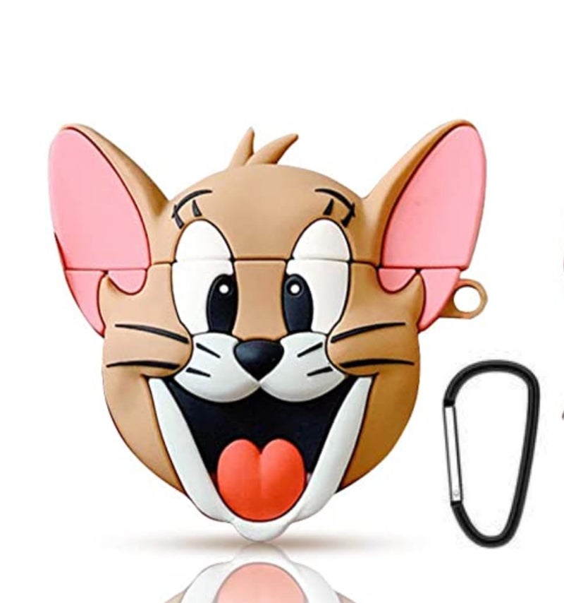 Meyaar Silicone Case for Apple Airpods 4 (2024) Cute Design for AirPods 4 with Active Noise Cancellation (ANC) with Keychain Shockproof Protective Case (Funny Mouse (Brown)) - Image 3