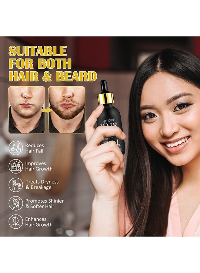 Sefudun Hair Growth Serum with Derma Roller, 5% Minoxidil with Biotin for Scalp Hair Loss and Thinning, Promotes Natural Thicker, Longer, Fuller Healthier Hair ，for Men and Women 60ml - Image 2