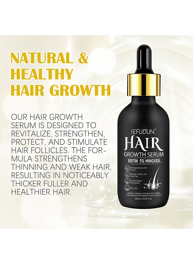 Sefudun Hair Growth Serum with Derma Roller, 5% Minoxidil with Biotin for Scalp Hair Loss and Thinning, Promotes Natural Thicker, Longer, Fuller Healthier Hair ，for Men and Women 60ml - Image 5
