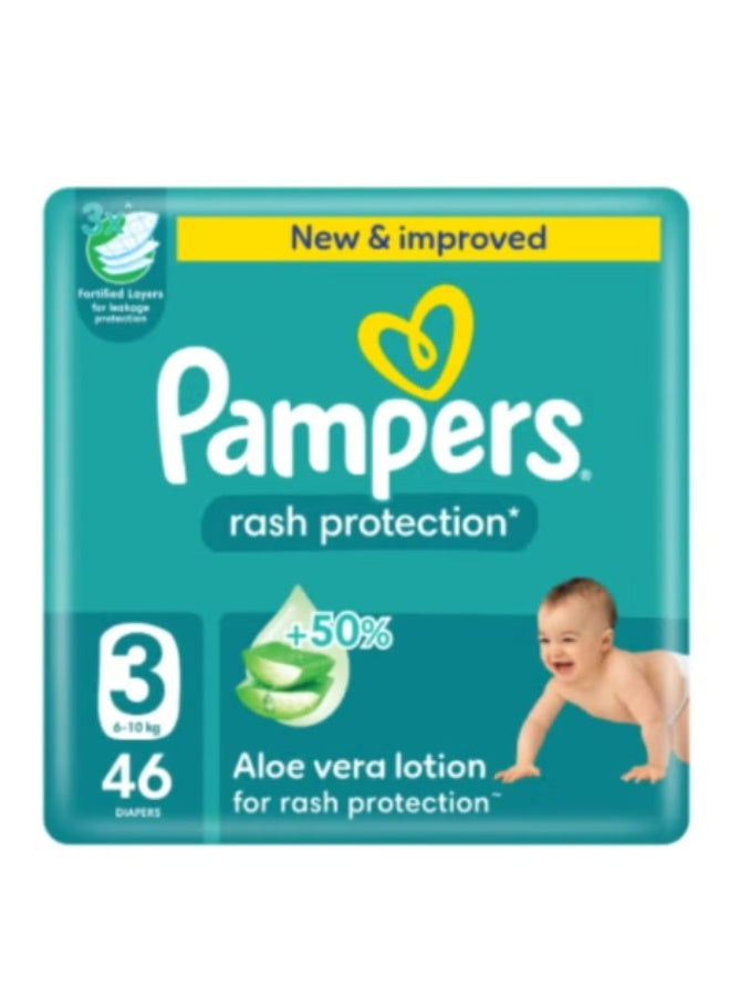 Aloe Vera Taped Diapers rash protection Size 3 Jumbo Pack 46 Count
