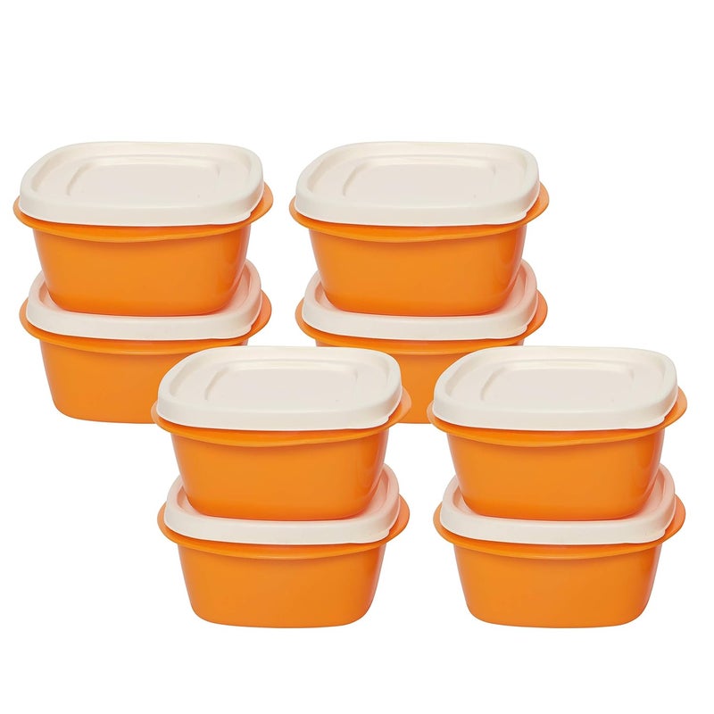 Cutting EDGE SnapTight Containers for Food Kitchen Freezer Storage nestable Stackable Airtight BPA Free Microwave Dishwasher Safe Set of 8 500ml Orange - Image 1
