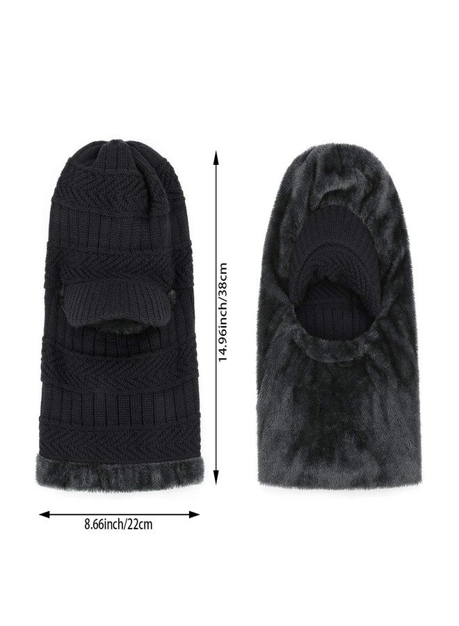 AYPOW Winter Knit Balaclava Beanie Hat with Flexible Neck Warmer, Unisex Windproof Warm Ski Face Mask for Outdoor Sports, Black, One Size - Image 3