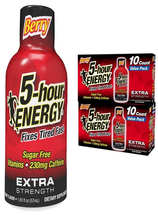 5-hour ENERGY مشروب طاقة بنكهة التوت فائق القوة من 5-Hour ENERGY، عبوة من 20 حبة، 1.93 أونصة - معزز طاقة خالٍ من السكر والكافيين مع فيتامينات ب والأحماض الأمينية - خالٍ من السعرات الحرارية - Image 1