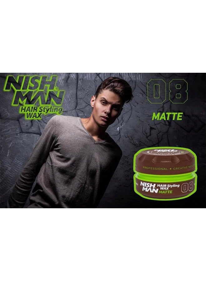 NISHMAN Nish Man HAIR Styling GEL WAX Matte 08, brown, 150 millilitre - Image 3