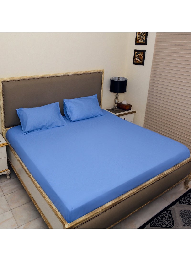 Home-Tex Design Hometex Design King Size 100% Cotton Solid Flat Sheet Set Lavande - 1 Flat Sheet (240x260 cm) + 2 Pillow Covers (50x80 cm)  - Image 1