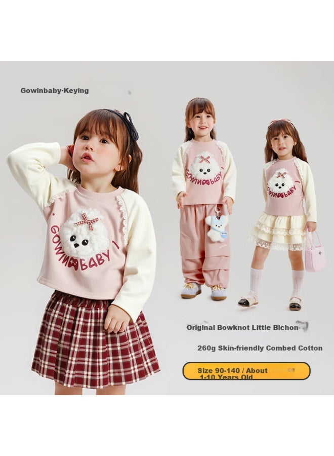 Gowinbaby Girls' Base Layer Shirt  Autumn Winter New Children's Fleece-lined Warm Long Sleeve T-shirt Top - Image 1
