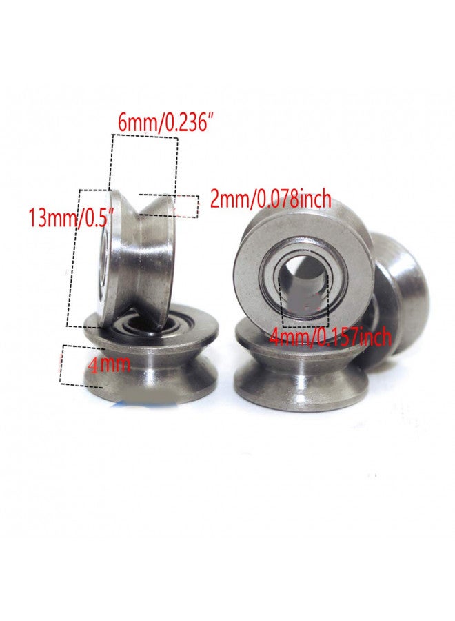 Chiloskit 20pcs 1.5mm Deep Metal V Groove Guide Pulley Bearing Wheel Rail Ball Bearings Wheel 4x13x6mm - Image 2