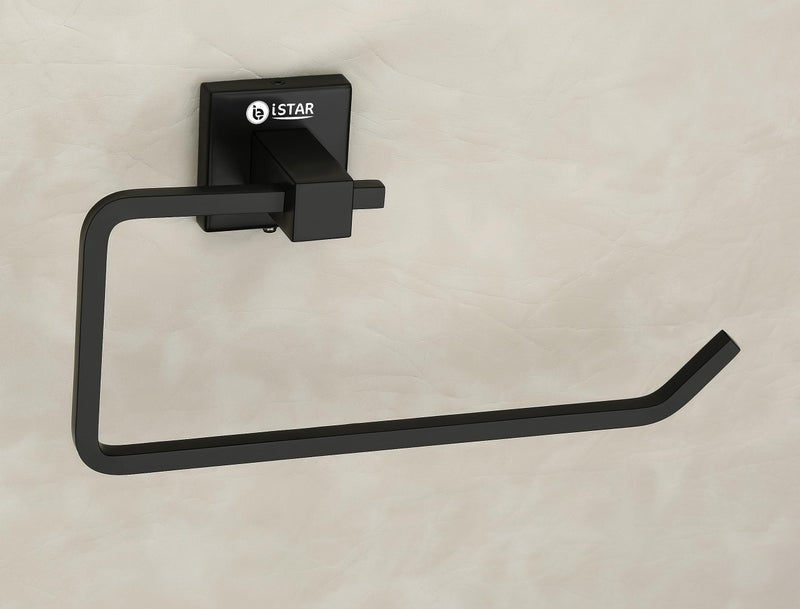 iSTAR Stainless Steel Towel Ring/Napkin Ring/Towel Holder/Towel Hanger/Towel Holder for Wash Basin and Napkin Holder Stand for Kitchen, Bathroom (Black Finish, Pack of 1) - Image 1