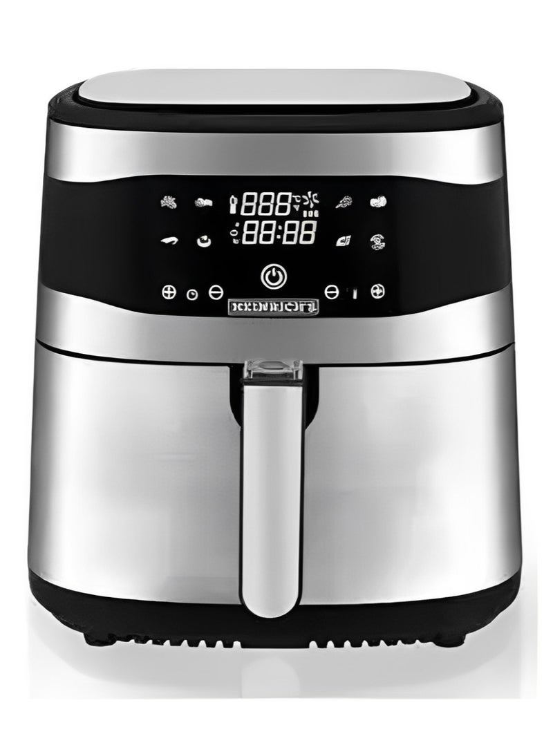 RAF Electric Air fryer without oil, 1800 watts, 8 liters - smart digital display, touch screen , silver