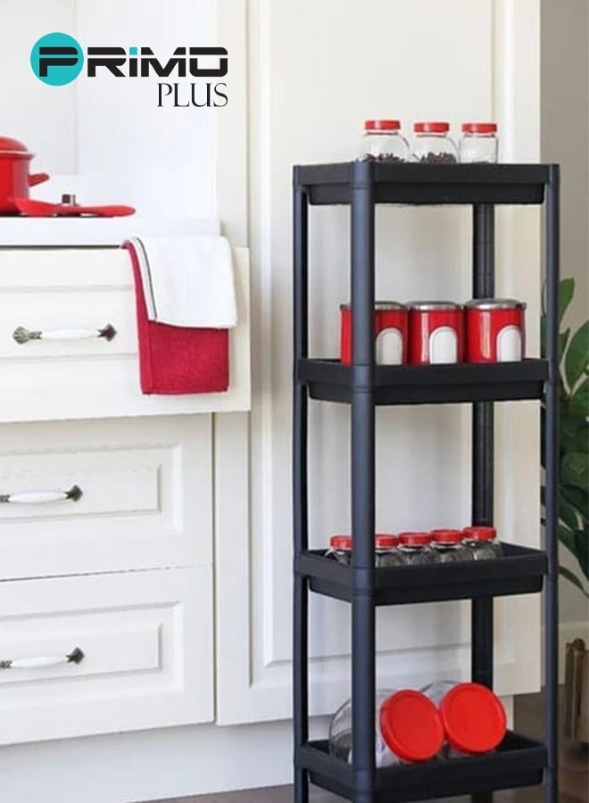 PRIMO PLUS Viskin Kitchen Shelving Unit 4 Shelf Black  - Image 3