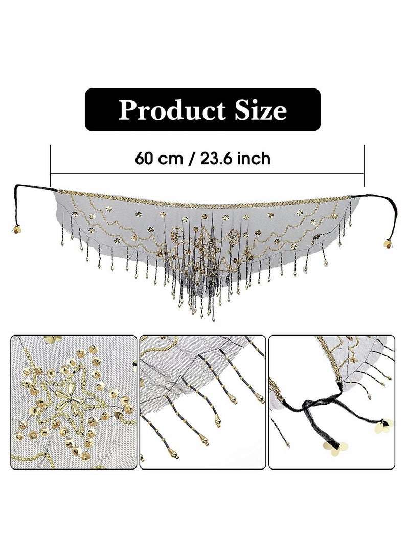 Women Belly Dance Face Veil, Belly Dance Face Veil Beads Sequins - Image 2