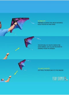 JUMEIRAH BEACH KITE طائرة ورقية بخط واحد للطيران في الهواء الطلق بطول 1.4 متر للمبتدئين إلى المتوسطين، خط واحد مع مقبض، حقيبة تخزين، ألعاب طائرة ورقية رياضية سهلة الطيران للأطفال والكبار  - Image 5