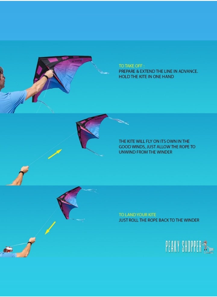 JUMEIRAH BEACH KITE Single Line Aiplane Kite Outdoor Flying 1.4 m Beginner-to-Intermediate 1 String Line with Handle Winder Storage Bag Pack & Go Kite Toys Sport Easy-to-Fly for Kids Adults  - Image 5