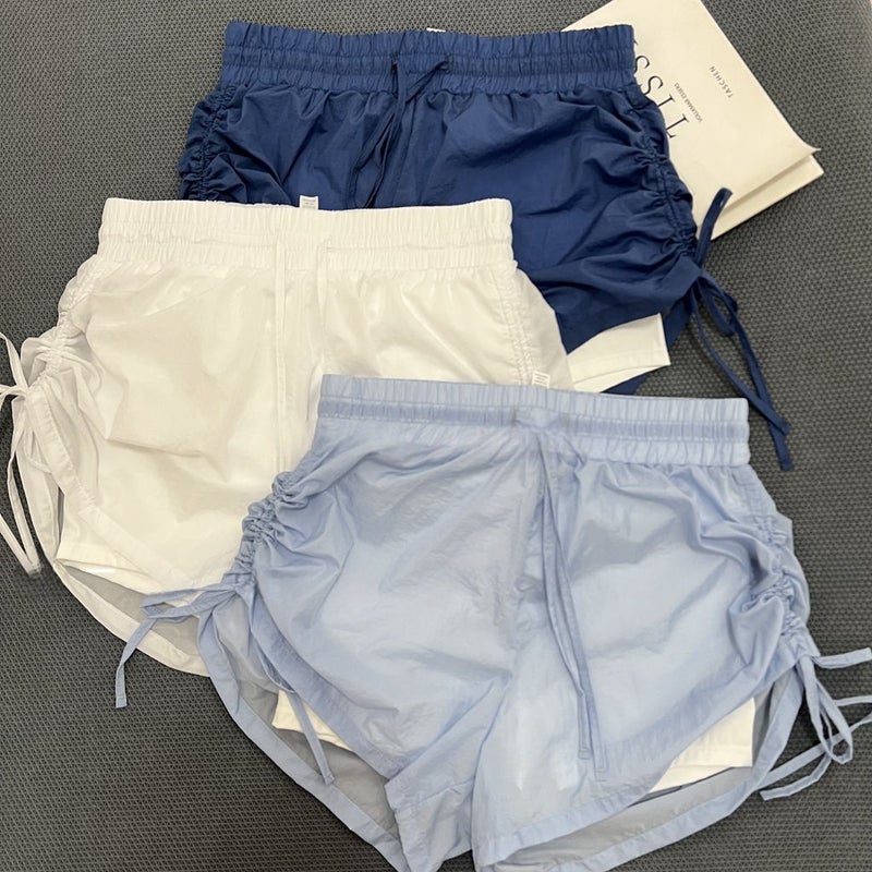 Women's Color-Blocked Yoga Shorts with Lining - Image 1
