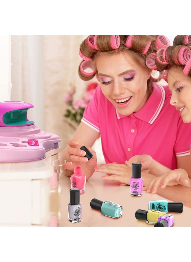Amagoing Amagoing Nail Polish Set for Girls Ages 7-12, Kids Nail Art Studio Kit, Non Toxic Quick Dry Nail Polish, Nail Dryer, Storage Desk, Glitter, Cool Girls Stuff, Birthday Gifts Ideas 8 9 10 11 Years Old  - Image 4