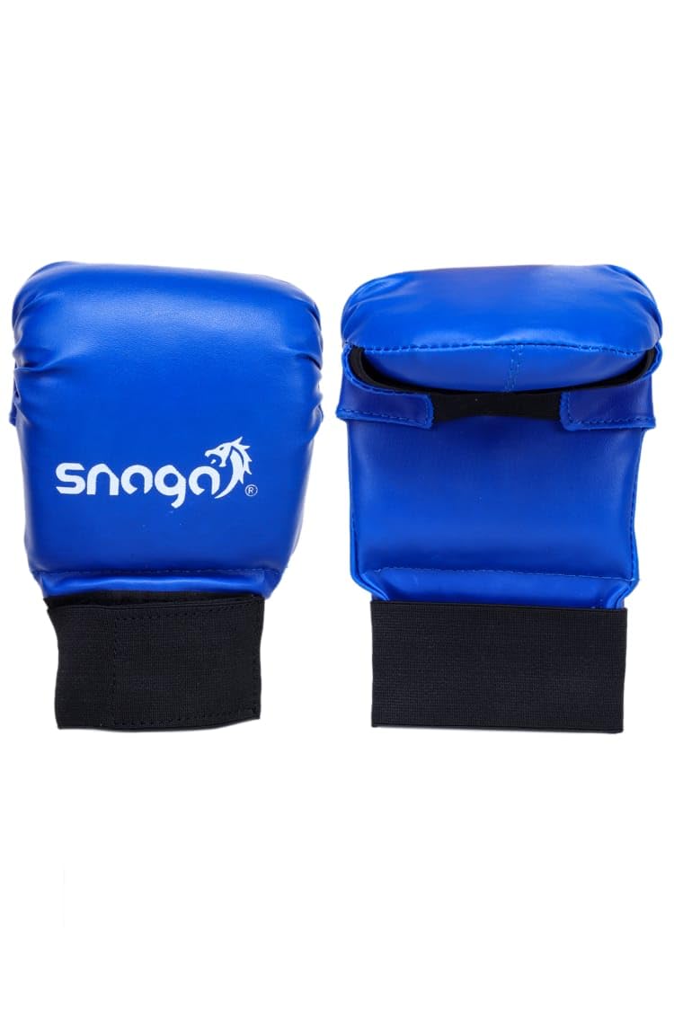 Snaga Karate Gloves/Boxing Training Gloves, Lightweight Padding, Elasticated Hook & Loop Strap Closure for Better Performance, Protection and Comfort (Blue, M) (10-13 Years Old) - Image 1