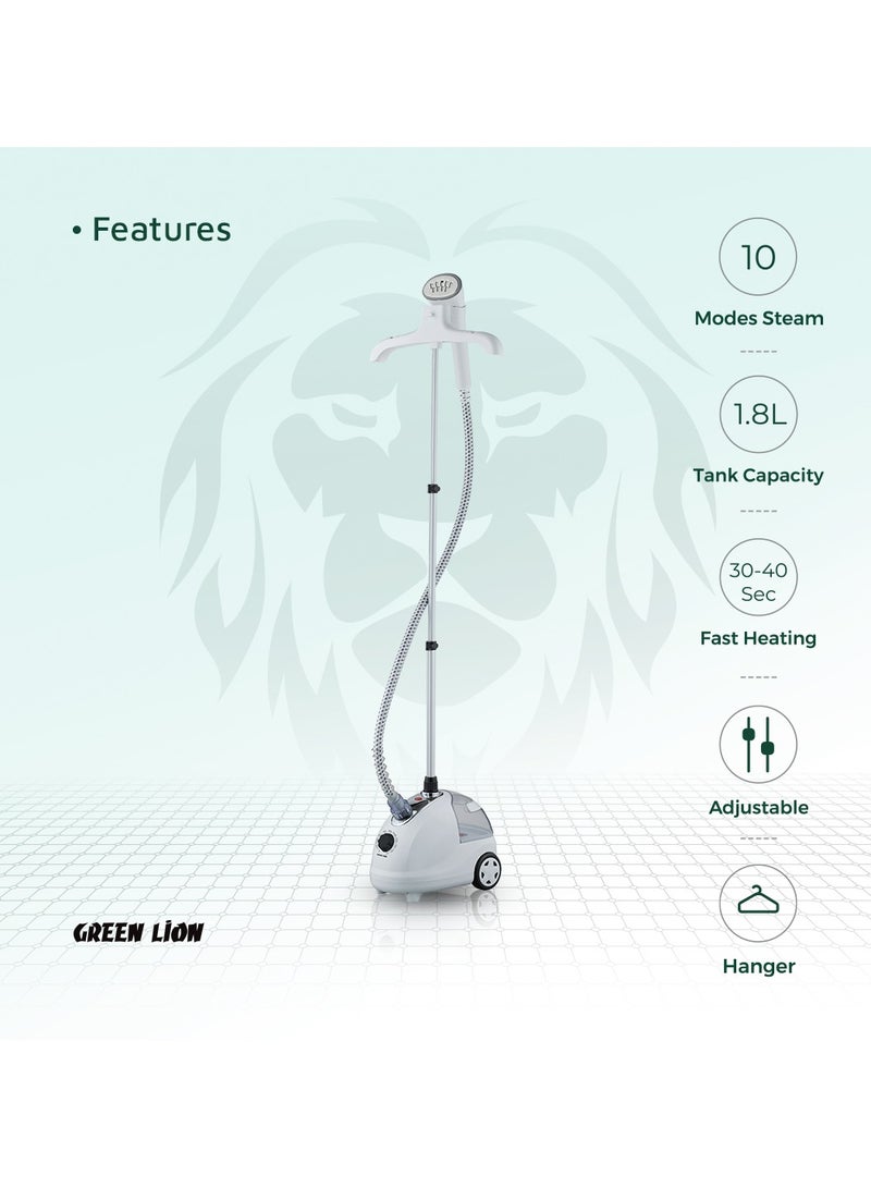 جرين ليون مكواة بخار محمولة للملابس المنزلية بقوة 2000 وات، 5 وظائف، سعة 1.8 لتر، قابلة للتعديل، سهلة الاستخدام، موفرة للوقت وفعالة - لون أبيض - Image 2