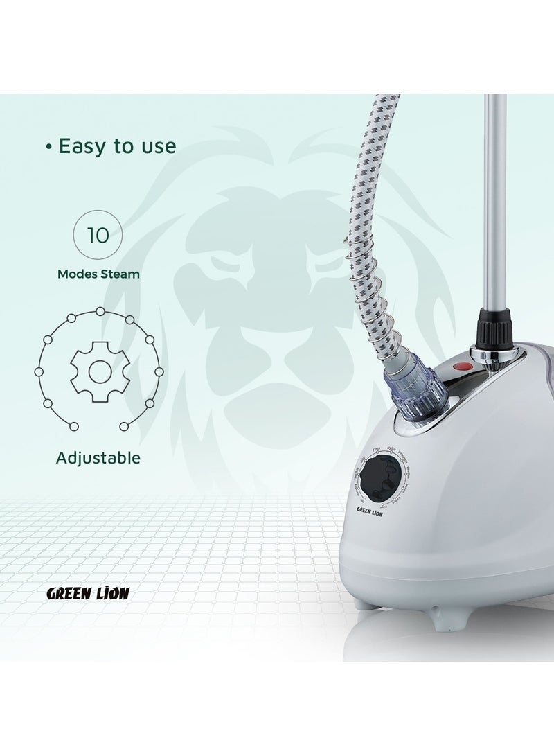جرين ليون مكواة بخار محمولة للملابس المنزلية بقوة 2000 وات، 5 وظائف، سعة 1.8 لتر، قابلة للتعديل، سهلة الاستخدام، موفرة للوقت وفعالة - لون أبيض - Image 4