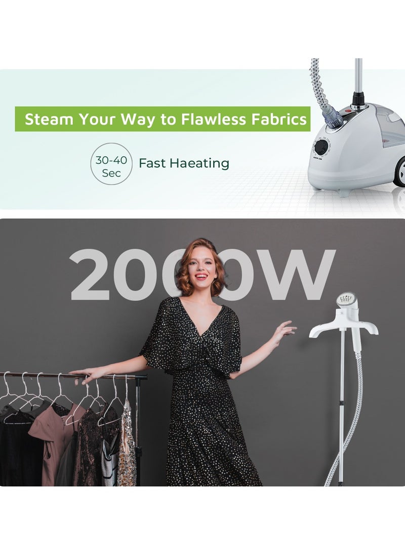 جرين ليون مكواة بخار محمولة للملابس المنزلية بقوة 2000 وات، 5 وظائف، سعة 1.8 لتر، قابلة للتعديل، سهلة الاستخدام، موفرة للوقت وفعالة - لون أبيض - Image 3