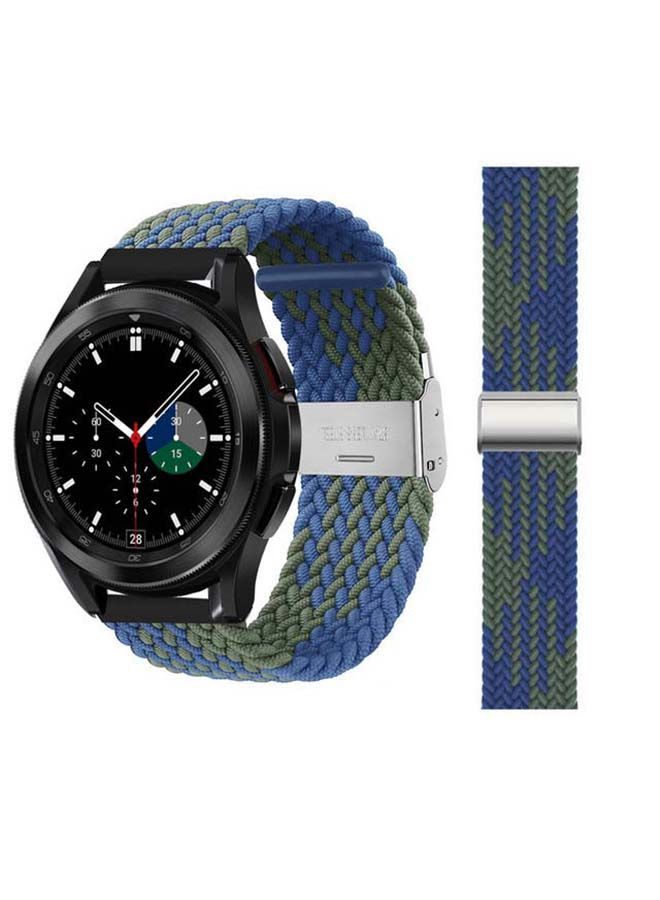 NIBEMINENT Adjustable Braided Band For Samsung Galaxy Watch 4 Blue/Green - Image 1