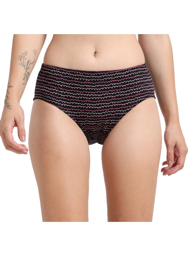 DUJE Women’s Printed Panties (3-Pack Combo 4 – Green, Black & Purple) | 95% Cotton 5% Spandex | Stretchable, Breathable, Sweat-Absorbing, Anti-Bacterial & Odour-Free Daily Comfort Wear - Image 2