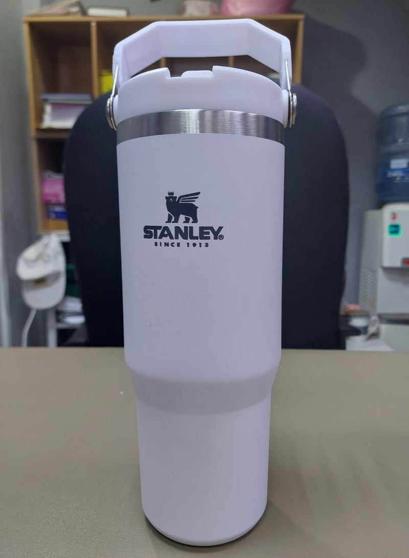 Stanley 30 oz WHITE STANLEY IceFlow Stainless Steel Tumbler with Leak-Resistant Flip Straw - Vacuum Insulated Water Bottle for Home, Office, or Car, Keeps Drinks Cold for 12 Hours or Iced for 2 Days - Image 1