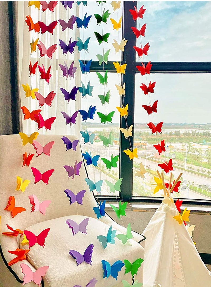 Excefore Party Butterfly Paper Garland,7 Colors 2 Meters 3D Butterfly Banner Hanging Decoration for Wedding, Baby Shower, Birthday - Image 2