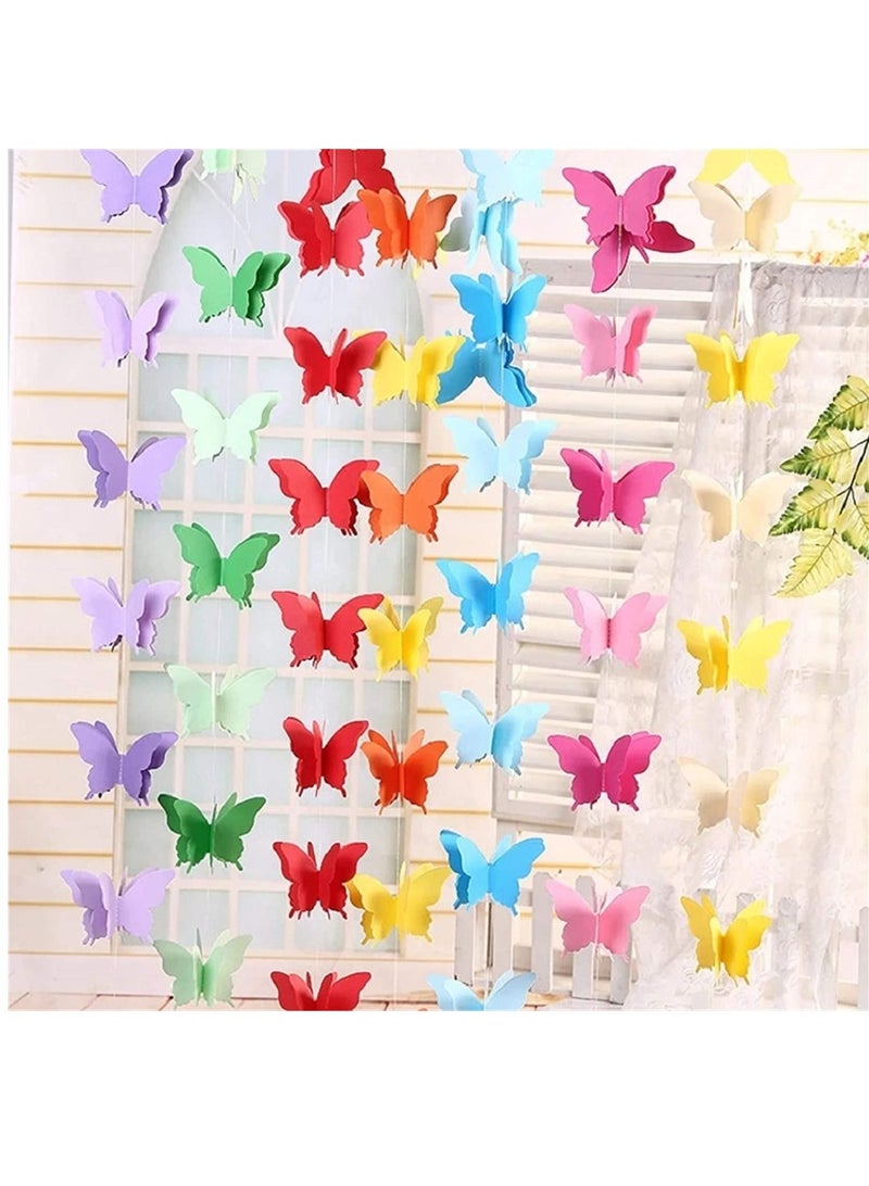 Excefore Party Butterfly Paper Garland,7 Colors 2 Meters 3D Butterfly Banner Hanging Decoration for Wedding, Baby Shower, Birthday - Image 4