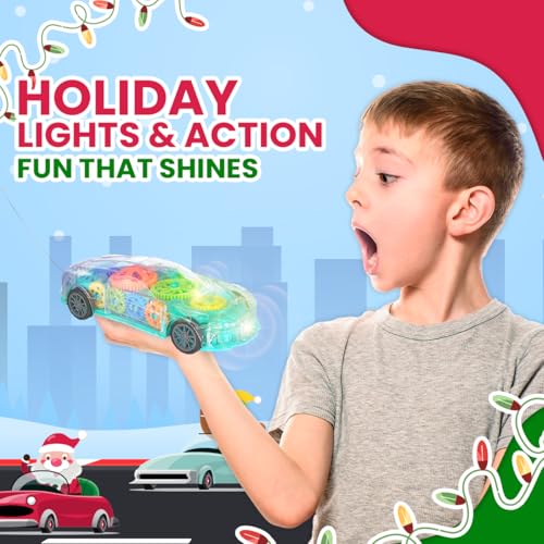 Playbees Light-Up Transparent Car Toy, Toys for Autistic Kids Ages 3-5 Sensory Toy for Kids with Autism Special Needs Toys, Bump and Go Toys for Toddlers Music and LED Effects Great Gift Idea - Image 2
