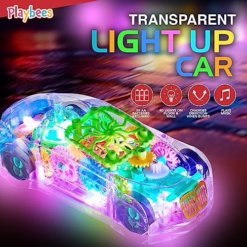 Playbees Light-Up Transparent Car Toy, Toys for Autistic Kids Ages 3-5 Sensory Toy for Kids with Autism Special Needs Toys, Bump and Go Toys for Toddlers Music and LED Effects Great Gift Idea - Image 5