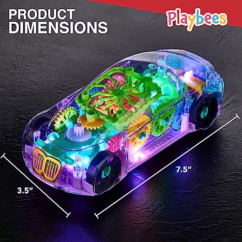 Playbees Light-Up Transparent Car Toy, Toys for Autistic Kids Ages 3-5 Sensory Toy for Kids with Autism Special Needs Toys, Bump and Go Toys for Toddlers Music and LED Effects Great Gift Idea - Image 4