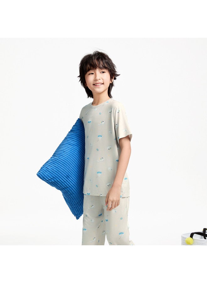 Annil Kids' Boys' Short Sleeve Loungewear Set 2025 Summer New Modal Stretchy Comfortable Sleepwear Pajama Set - Image 4