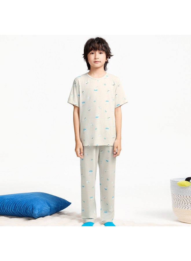Annil Kids' Boys' Short Sleeve Loungewear Set 2025 Summer New Modal Stretchy Comfortable Sleepwear Pajama Set - Image 5