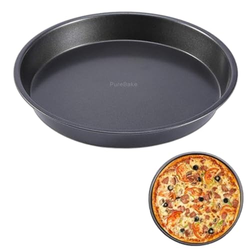 PureBake Premium 9 Inch Carbon Steel Pizza Pan | SGS Certified Nonstick Round Baking Tray | Microwave & OTG Oven Safe | Durable Pizza Plate | Size 23 x 23 x 1.5 cm - Image 1