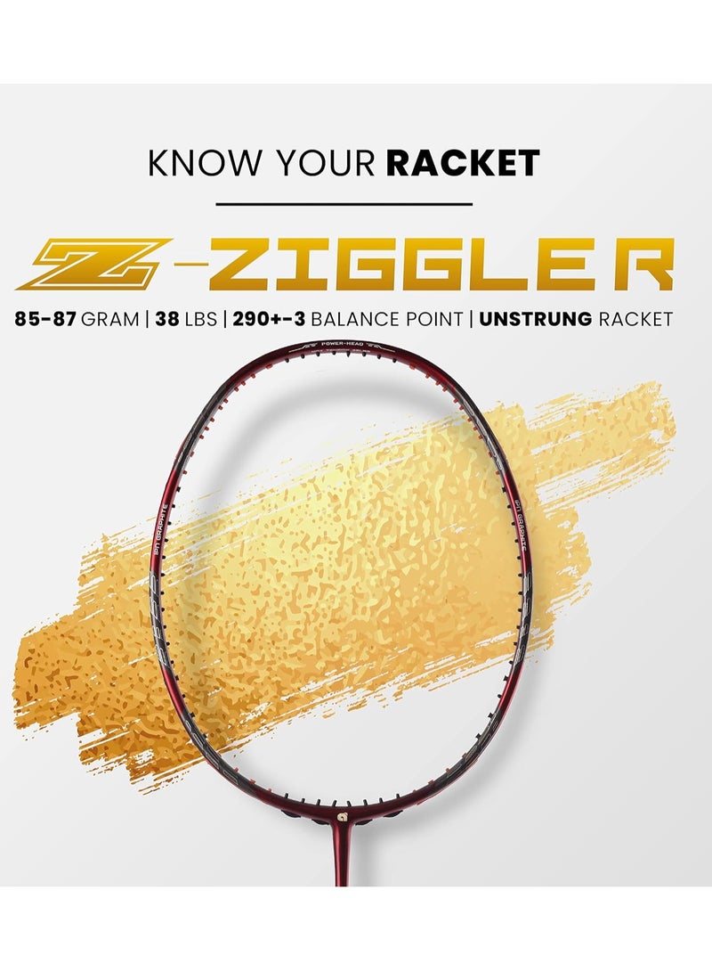 Apacs Z-Ziggler Unstrung Badminton Racket – Ultra-Durable Japanese Graphite, Extra Slim Shaft (6.4mm), Lightweight (85-87g), 38 LBS High Tension, Power Head Design, G2 Grip - Image 2