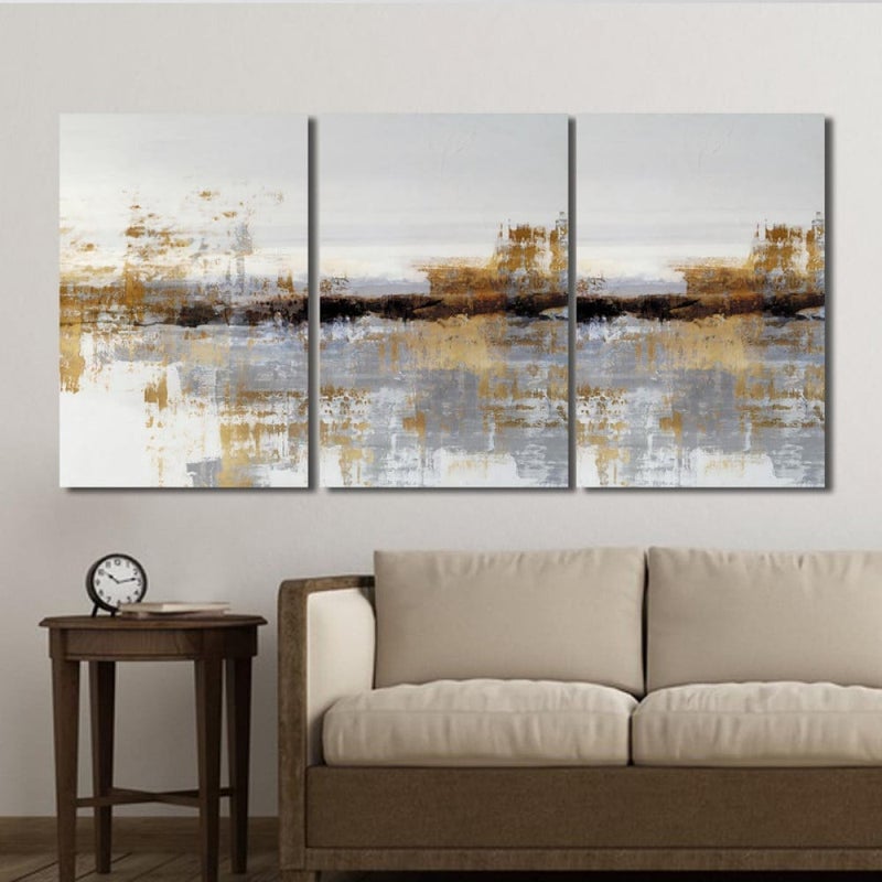 Marktna Three luxurious modern canvas prints with a hollow frame, measuring (90×40), three pieces - Image 1