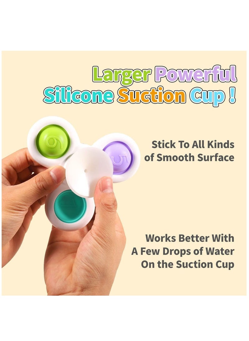 Soofam 3 Piece Kids Suction Cup Spinner Toys Simple Dimple Suction Toy with Silicone Bubbles Kids for Bath and Window Suction Cup Spinner Baby Toys  - Image 3
