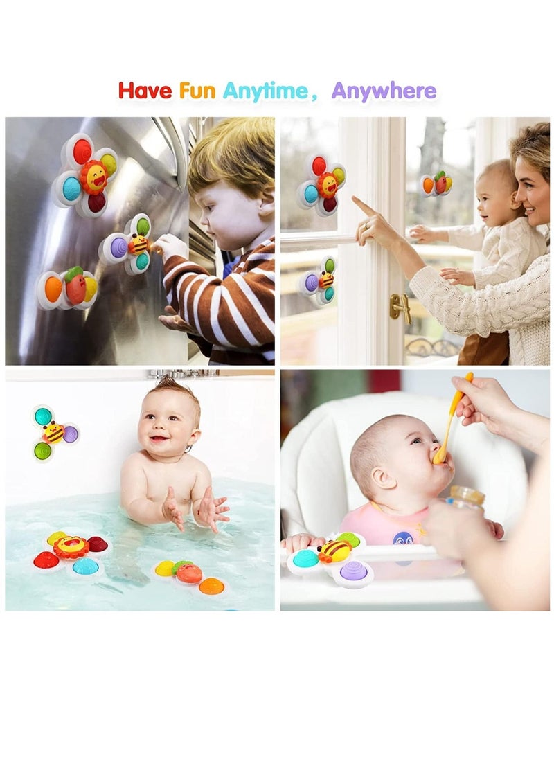 Soofam 3 Piece Kids Suction Cup Spinner Toys Simple Dimple Suction Toy with Silicone Bubbles Kids for Bath and Window Suction Cup Spinner Baby Toys  - Image 5